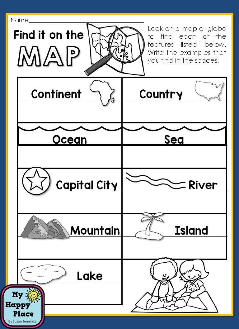 Map Worksheets For 1st Grade