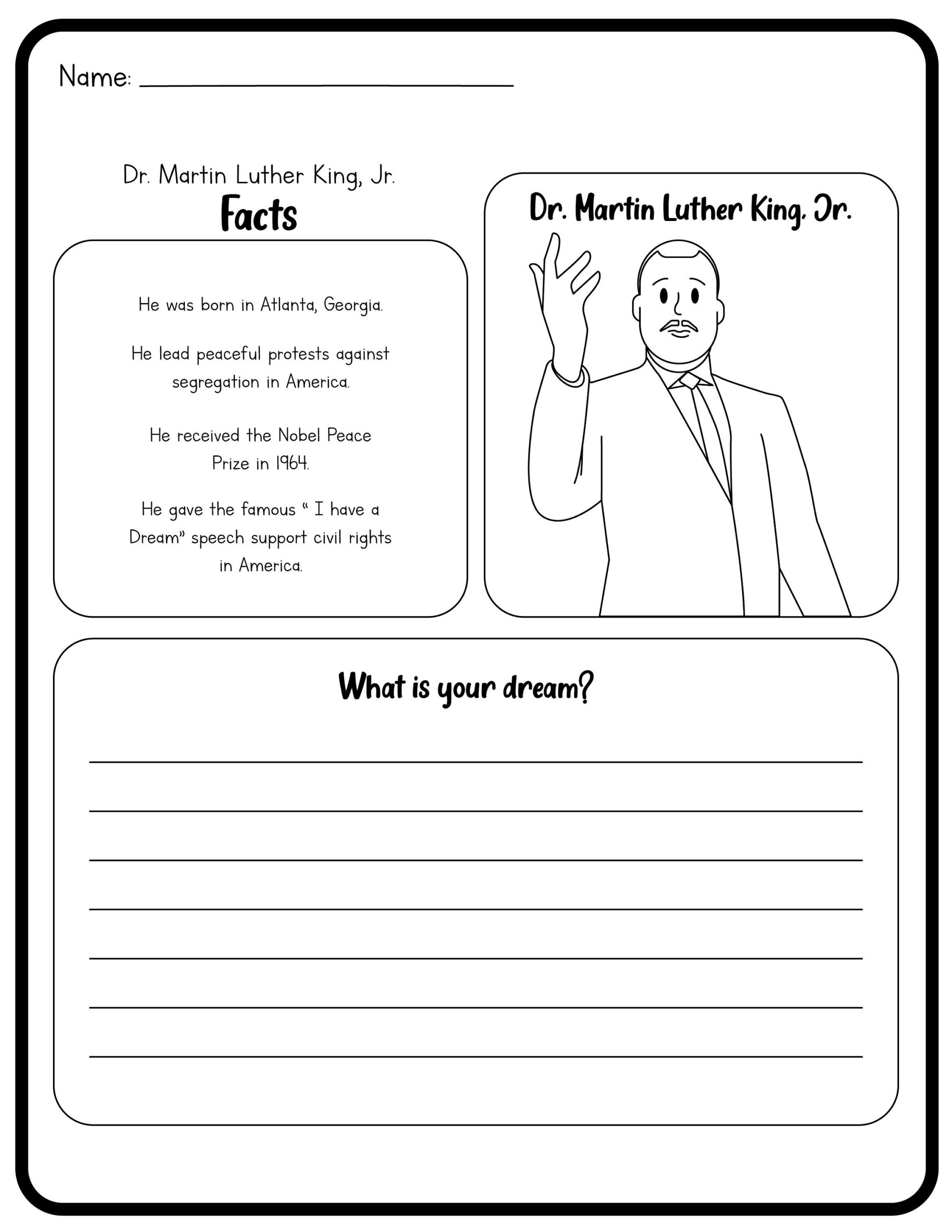 Martin Luther King Jr Worksheets I Have A Dream