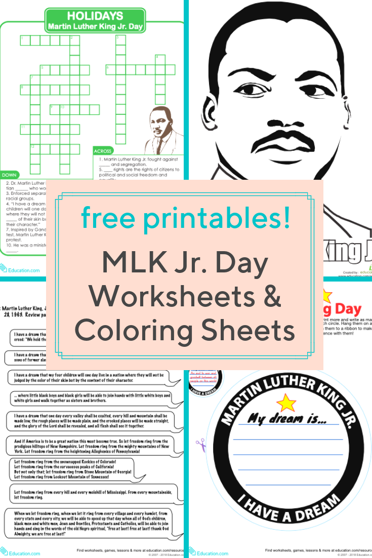 martin luther king activities printable