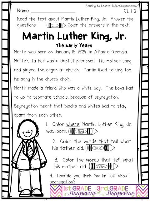 Martin Luther King Worksheet 2nd Grade