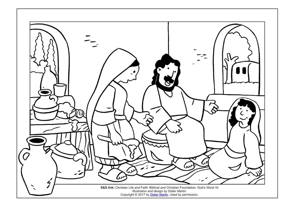 Mary And Martha Coloring Pages