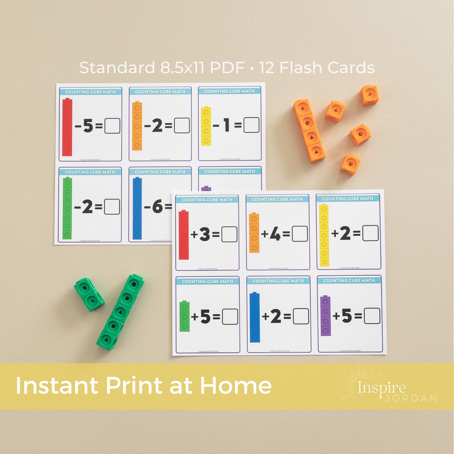 mathlink cubes activity printable task cards