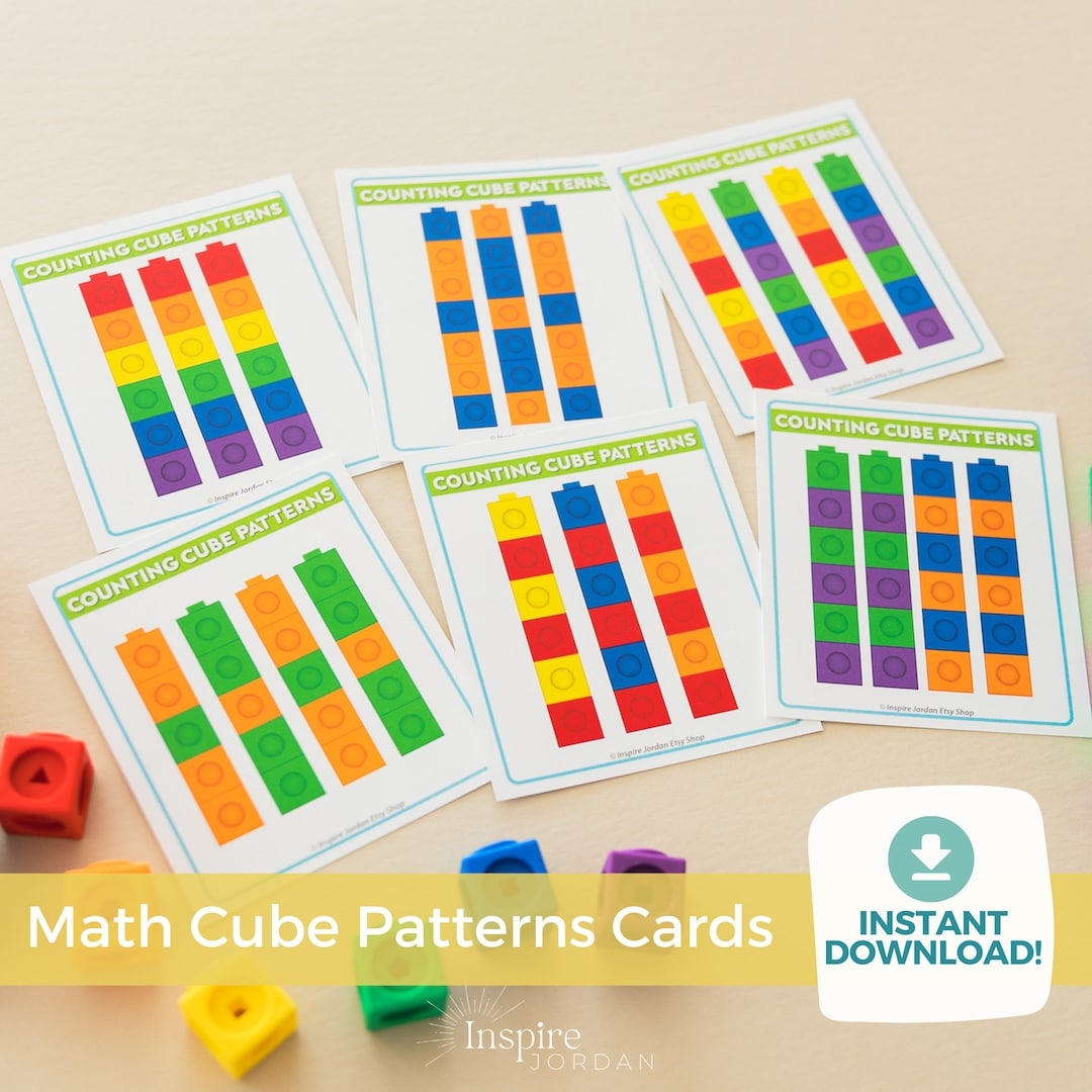 Math Flashcards For Kids Learn Patterns With Unifix Snap Cubes 