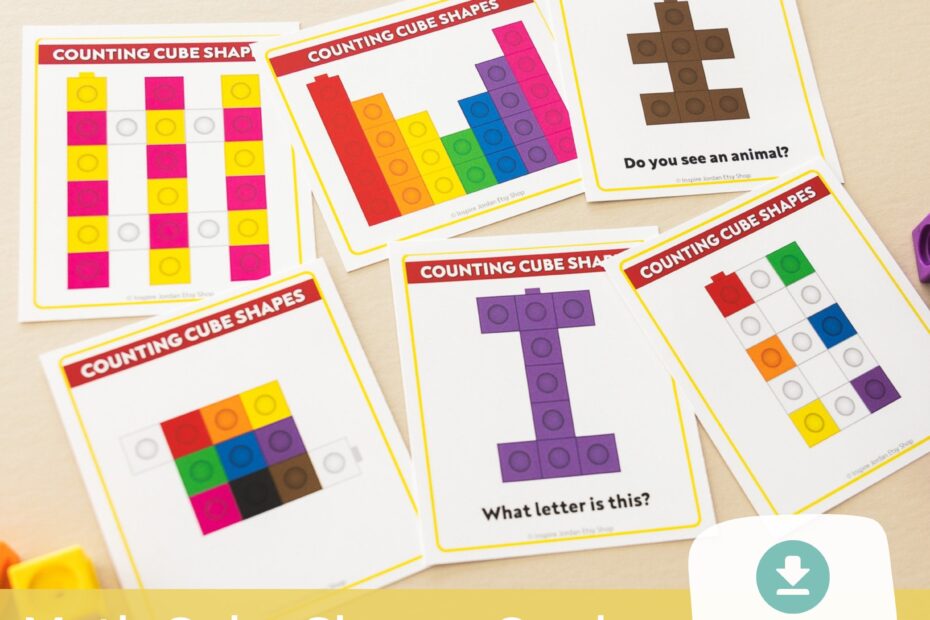 Math Flashcards For Kids Learn Shape Building With Unifix Snap Cubes