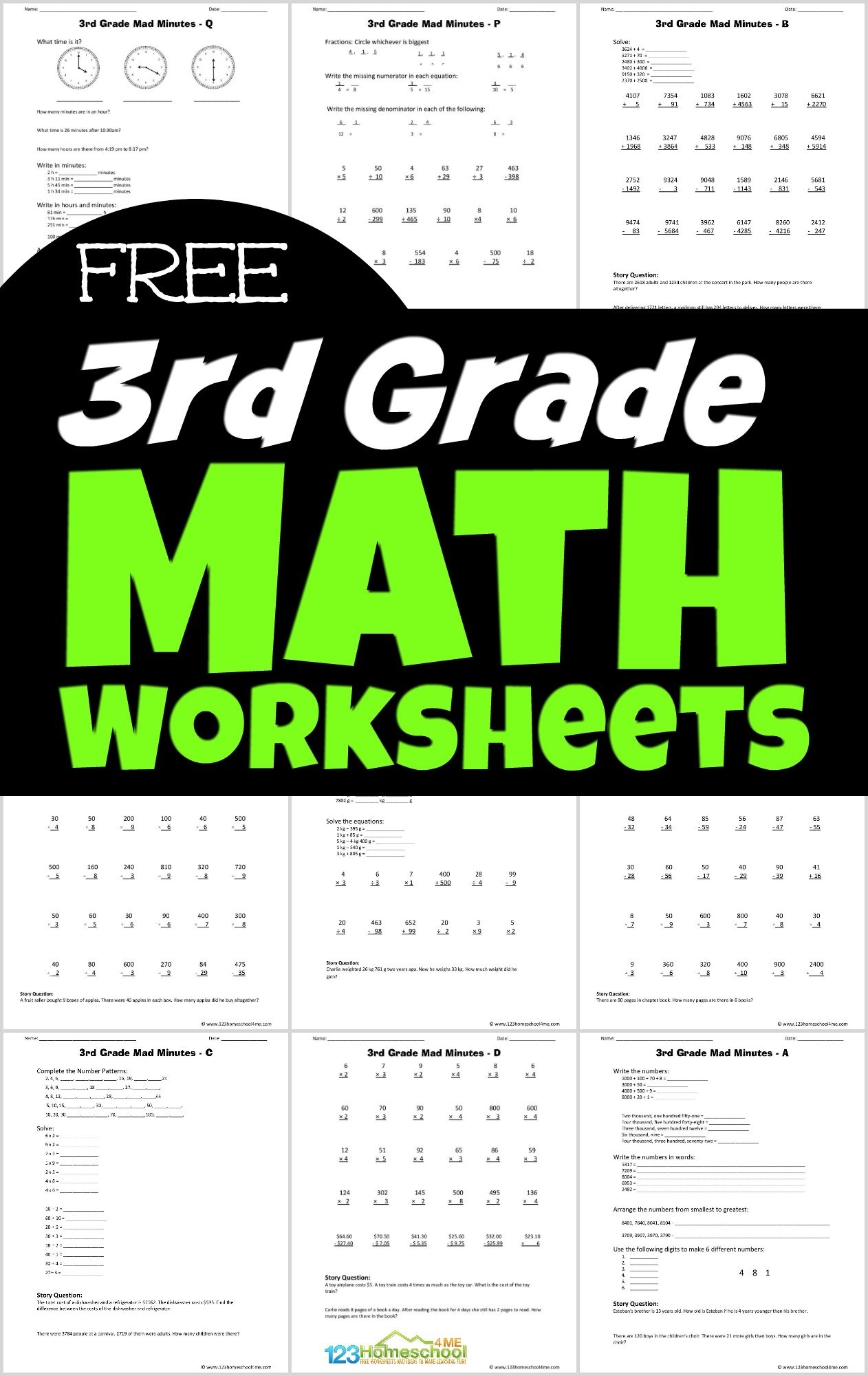 Math Worksheets For 3rd Graders Free Printable