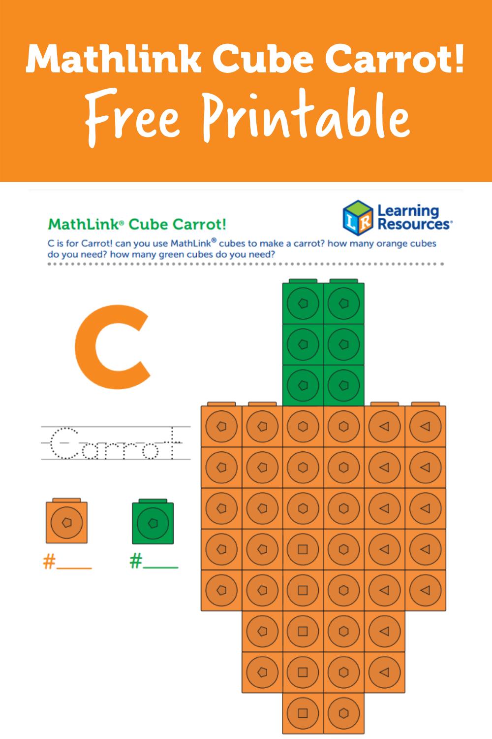 MathLink Cube Carrot Cube Snap Cubes School Coloring Pages