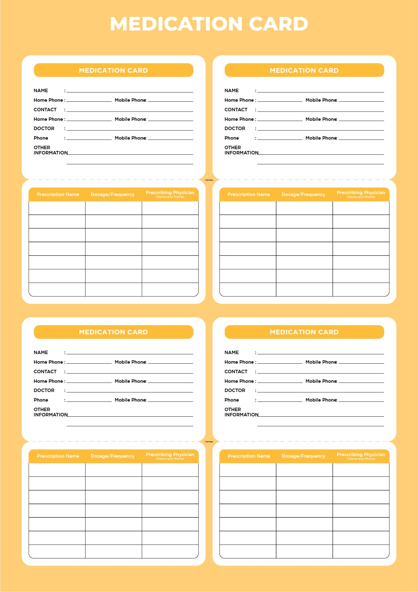 free printable medication card template