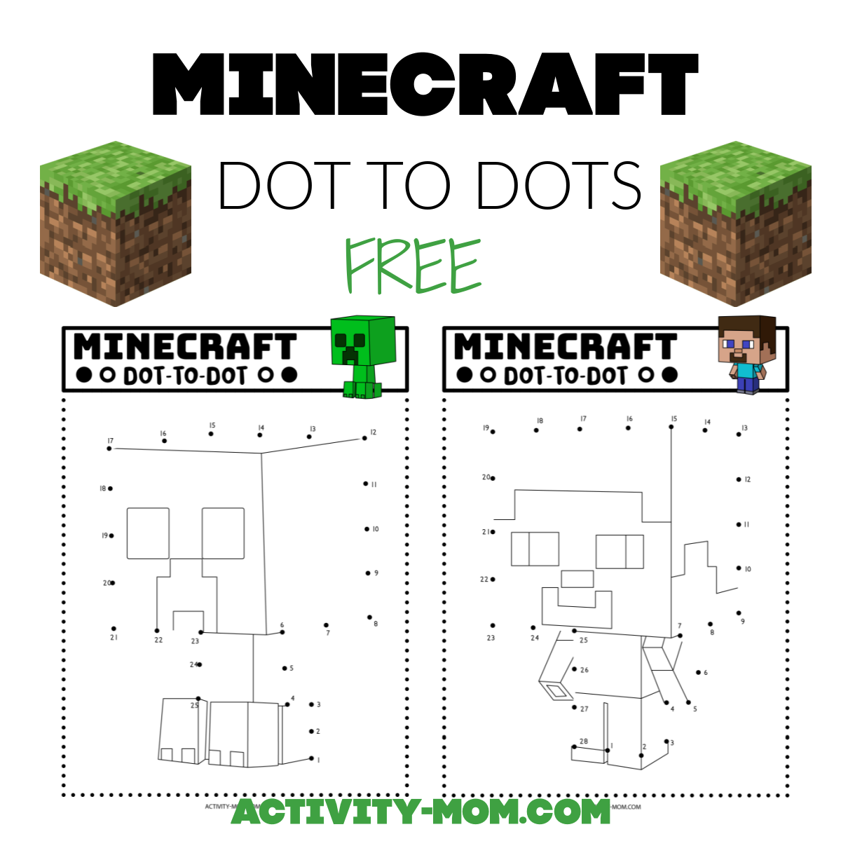 Minecraft Dot To Dots free Printable The Activity Mom Minecraft 