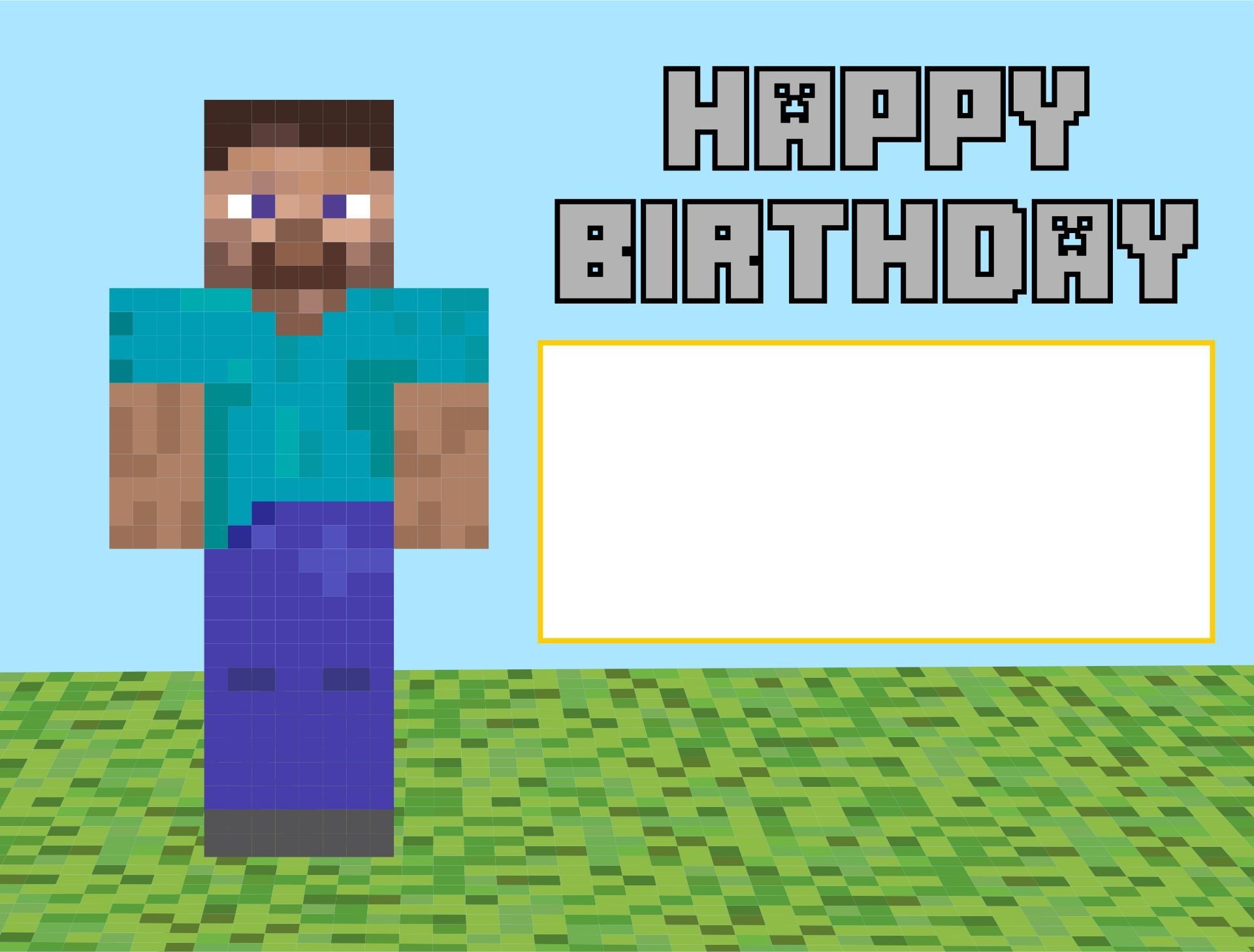 Minecraft Happy Birthday Card Printable Free Birthday Card Pictures 