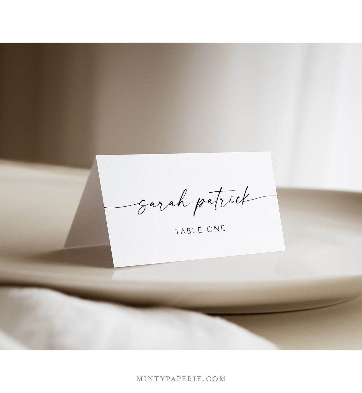Minimalist Place Card Template Printable Modern Simple Wedding Escort 
