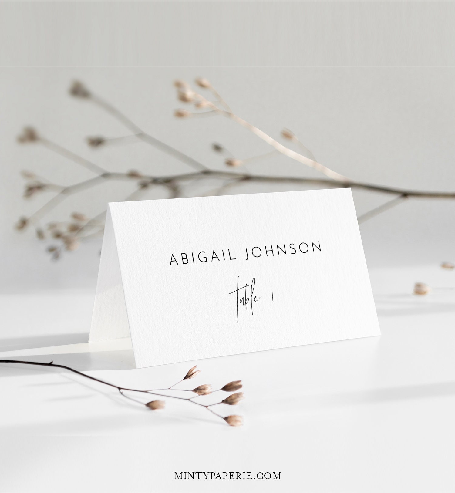 Minimalist Place Card Template Printable Modern Simple Wedding Escort 