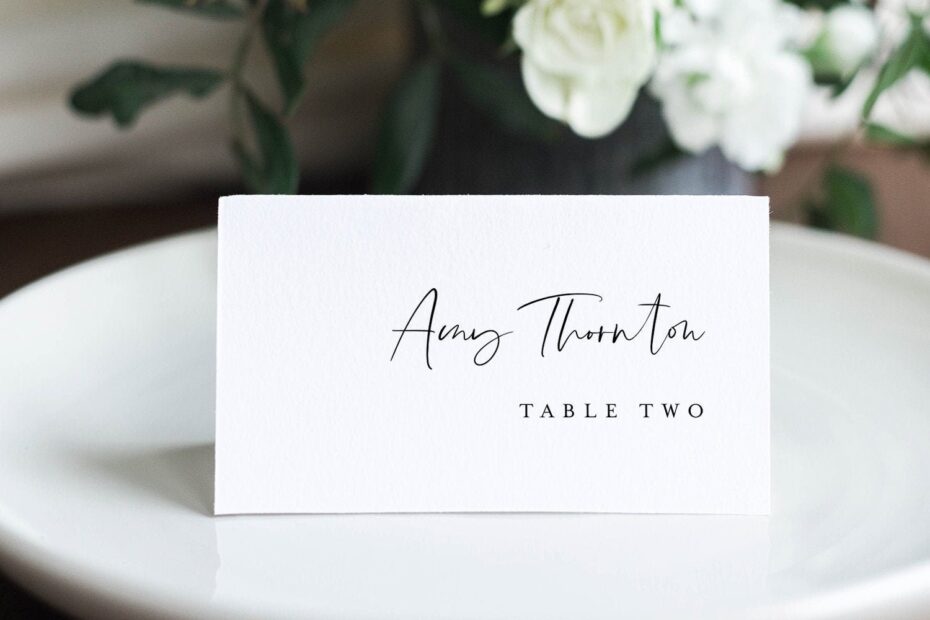 Minimalist Place Card Template Printable Modern Wedding Escort Card