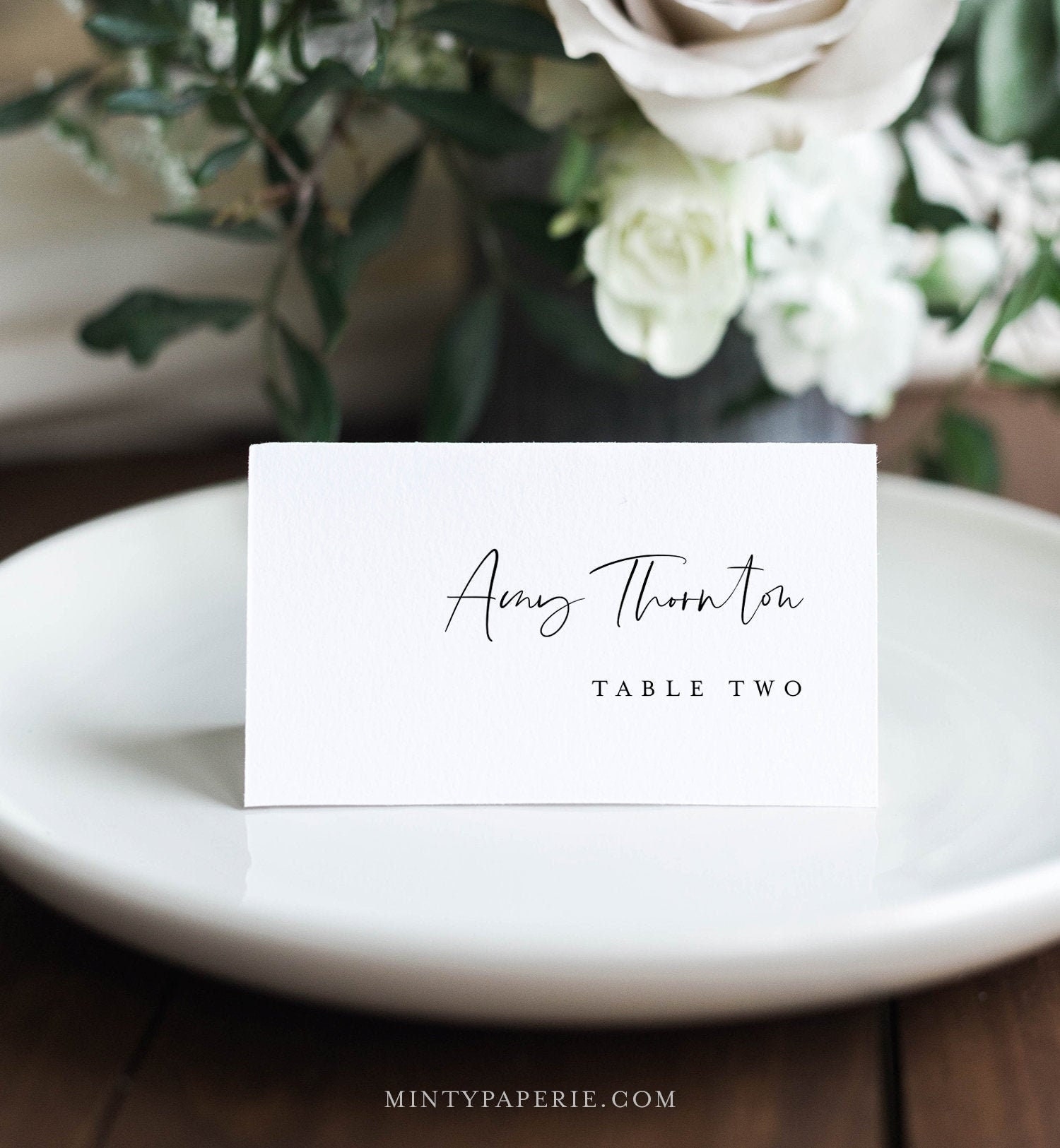 Minimalist Place Card Template Printable Modern Wedding Escort Card 