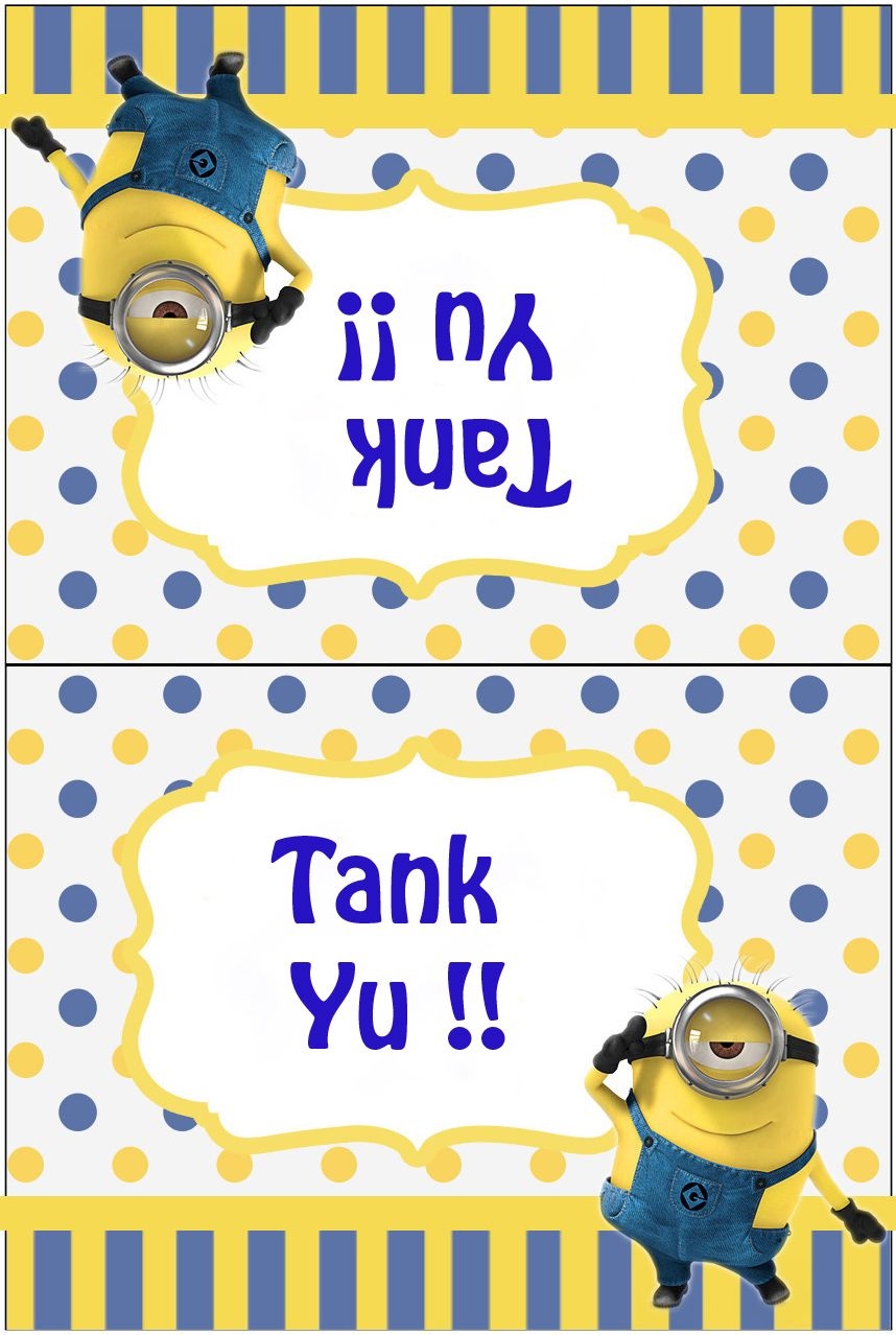 free printable minion thank you card template