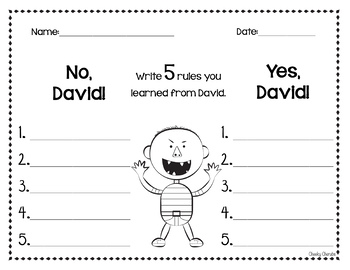 free printable no david activities