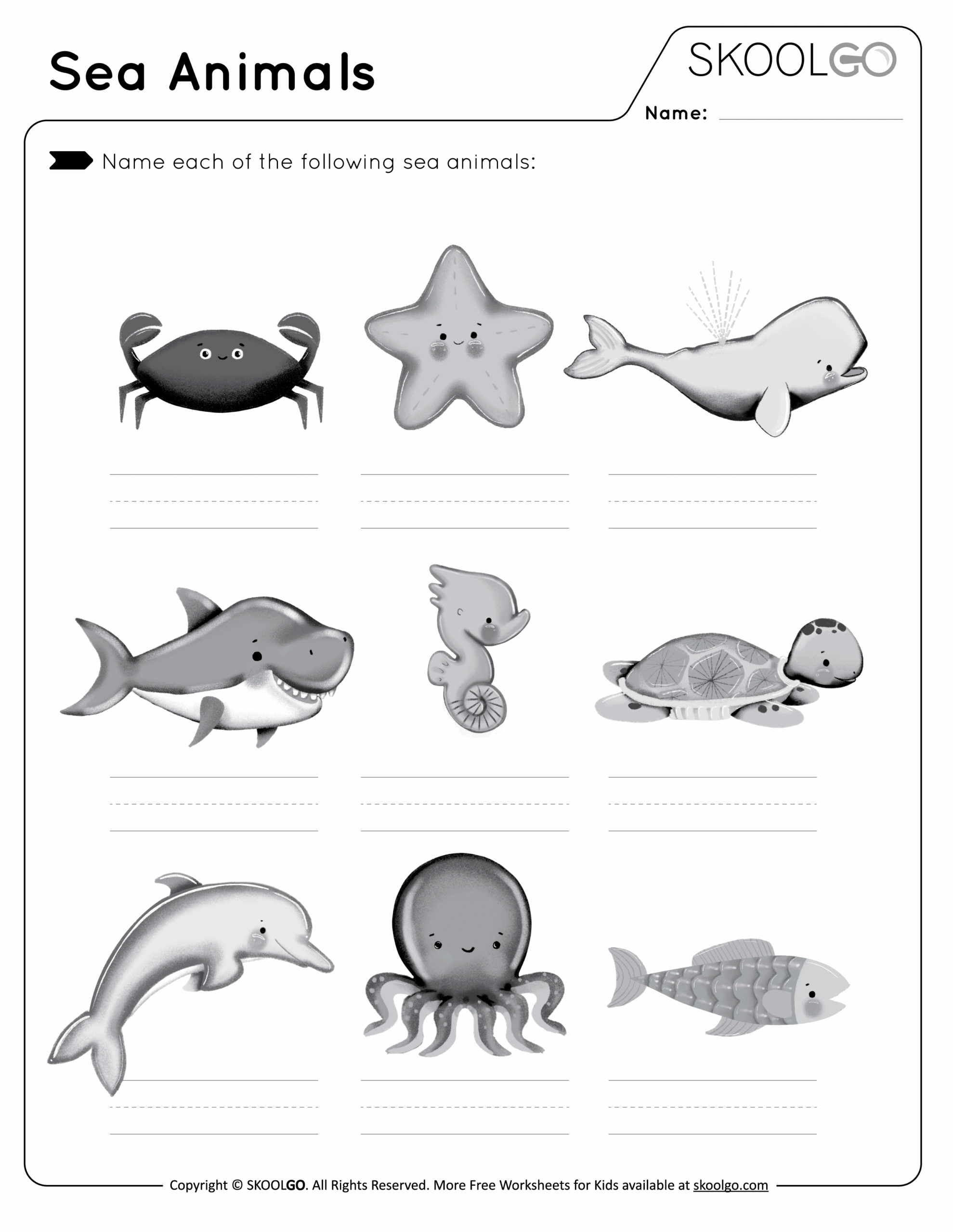 Ocean Animal Printables Preschool