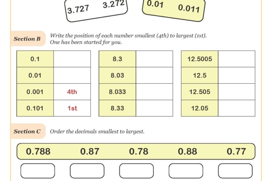 Ordering Decimals Worksheet Printable PDF Ordering Decimals Worksheet