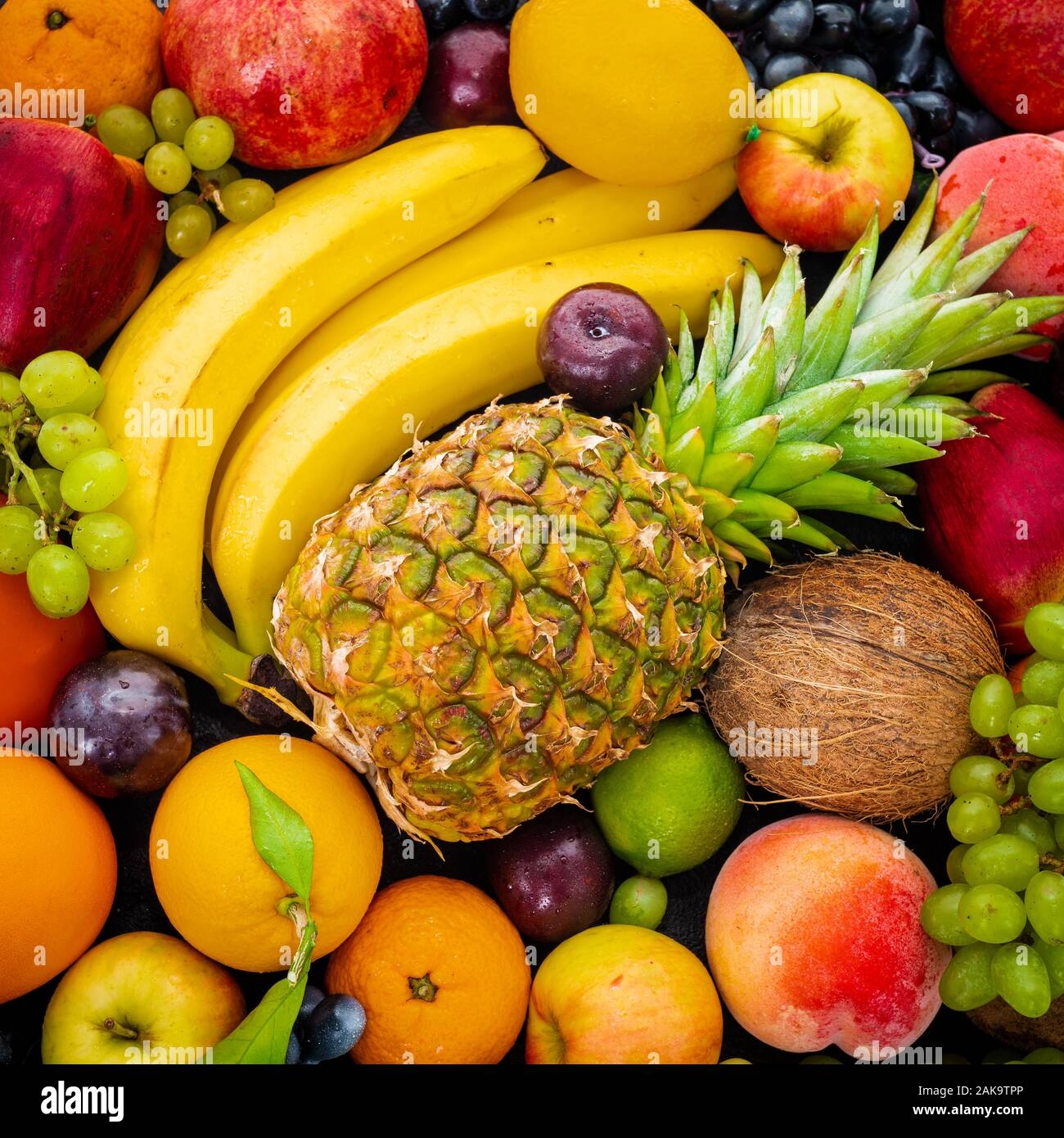 Organic Food Background Different Fruits Stock Photo Alamy