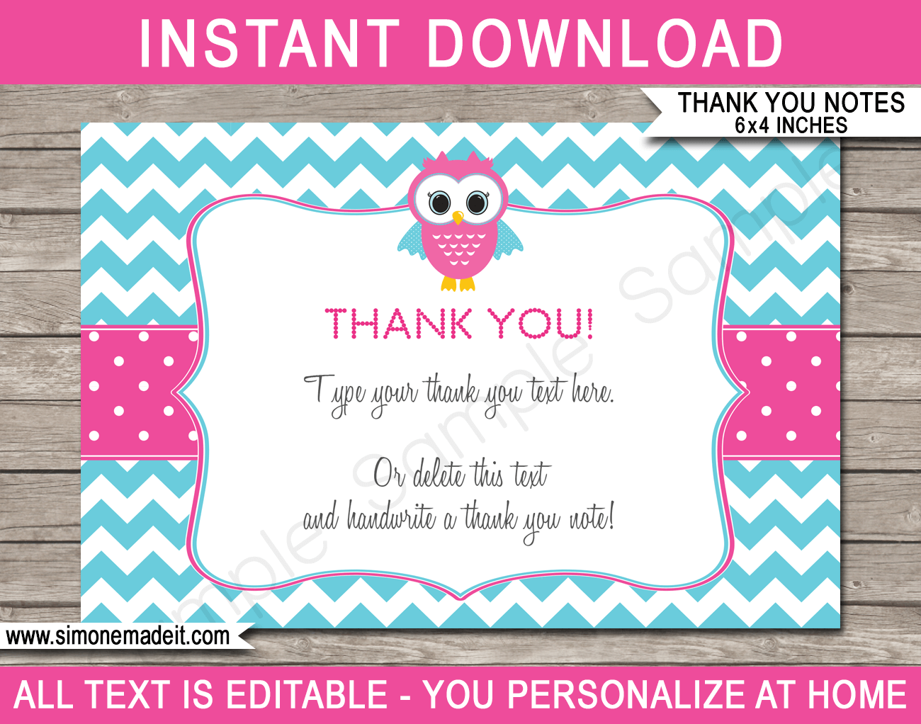 Owl Birthday Party Thank You Cards Template Printable Owl Theme Tags