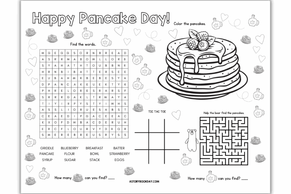 Pancake Day Fun Free Printable Activity Placemat For Kids