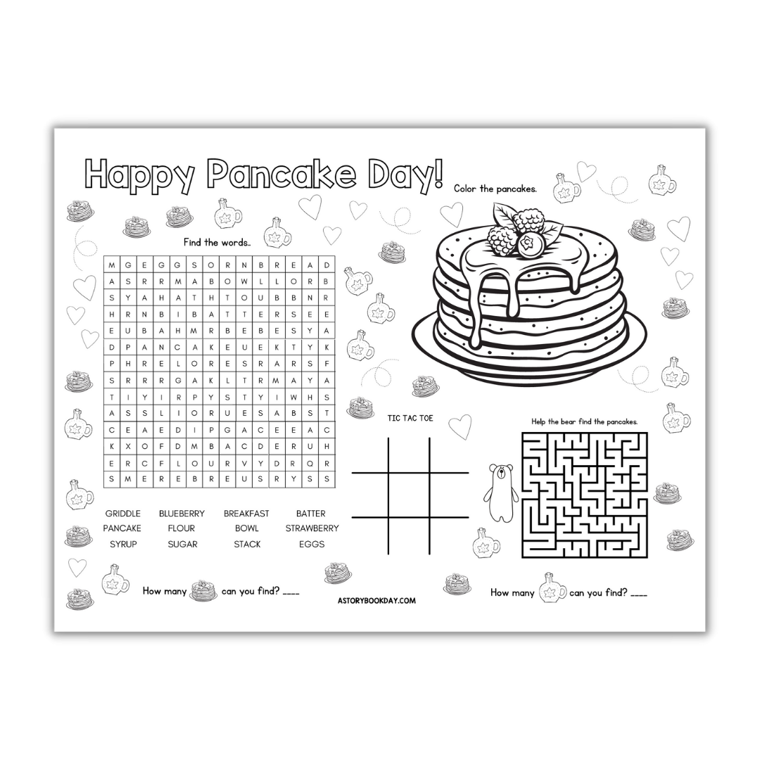 Pancake Day Fun Free Printable Activity Placemat For Kids