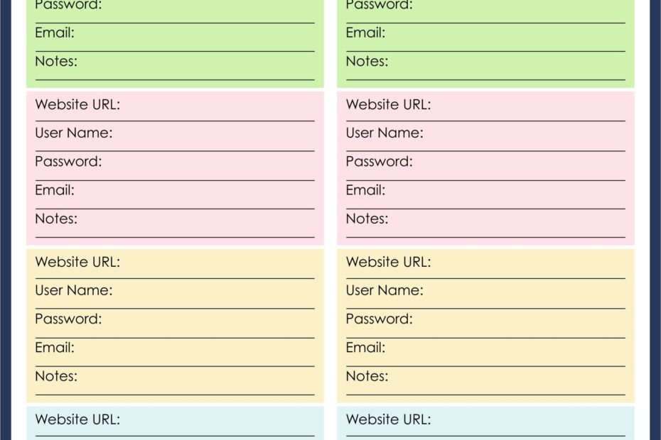 Password Log Sheets 10 Free PDF Printables Printablee