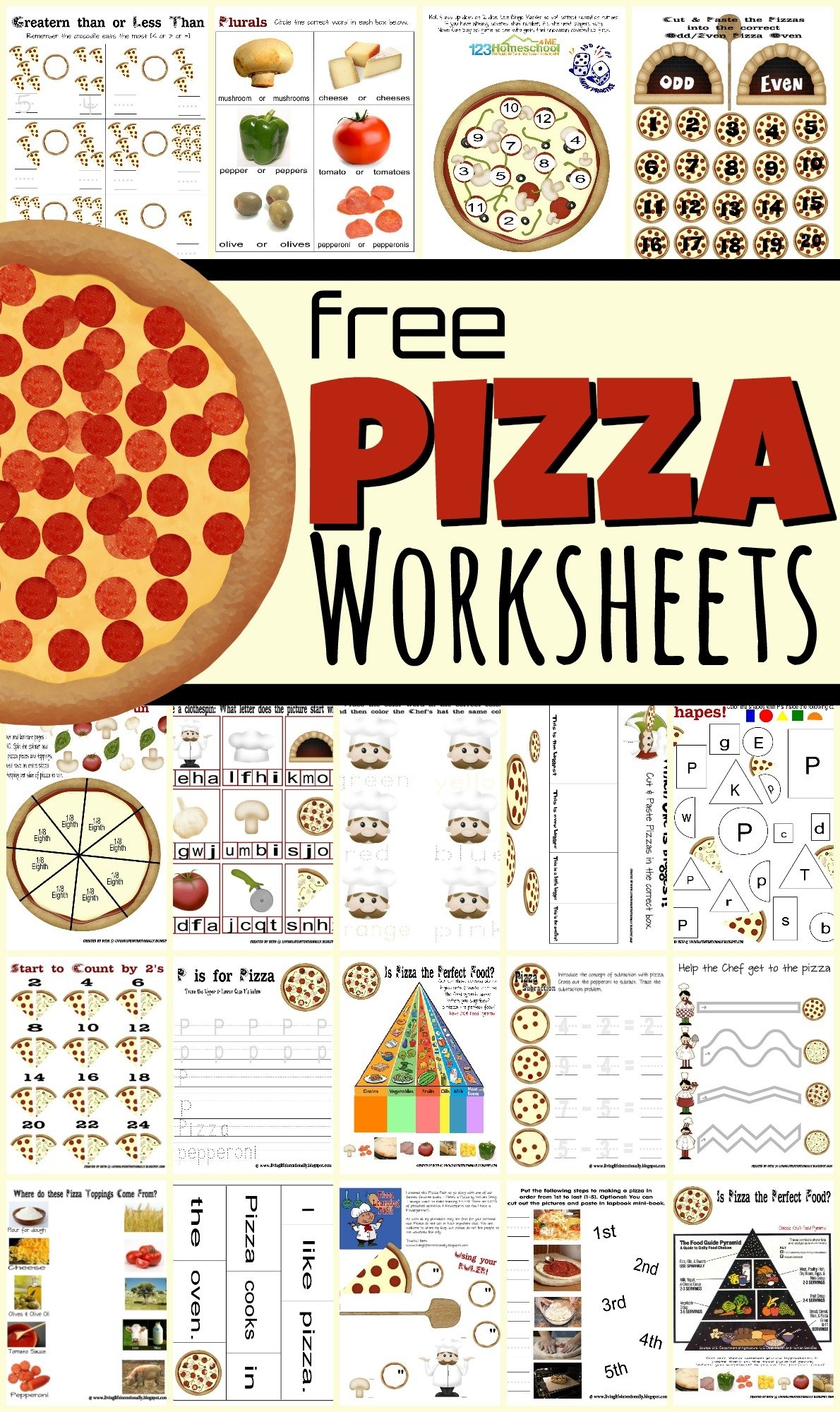 free printable pizza activity sheets