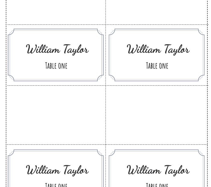 Place Card Template Free Download Word Free Printable