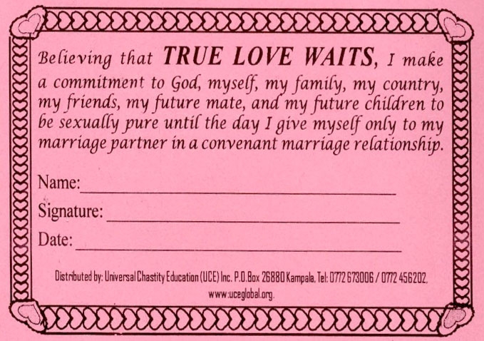 Pledge Commiitment Card UCE Universal Chastity Education