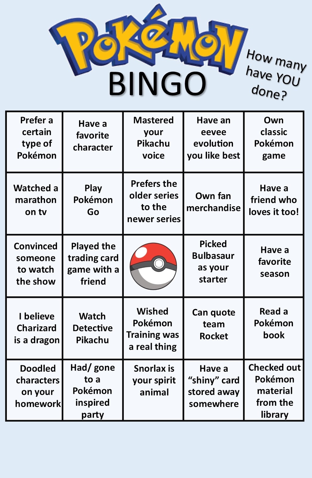 Pokemon Activity Printable