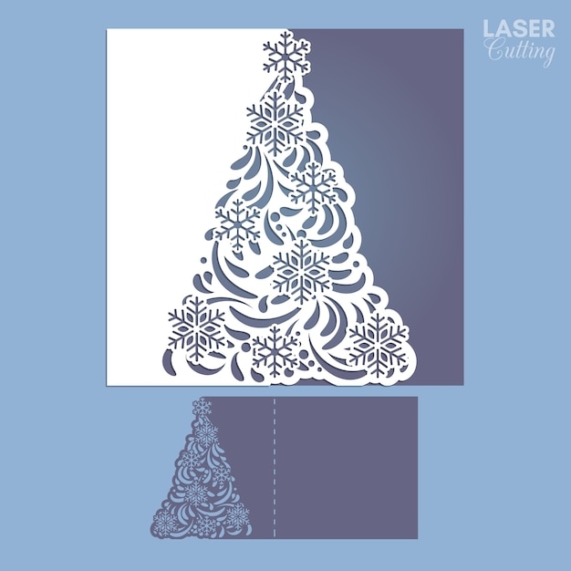 Premium Vector Laser Cut Christmas Card Cutting Template With 