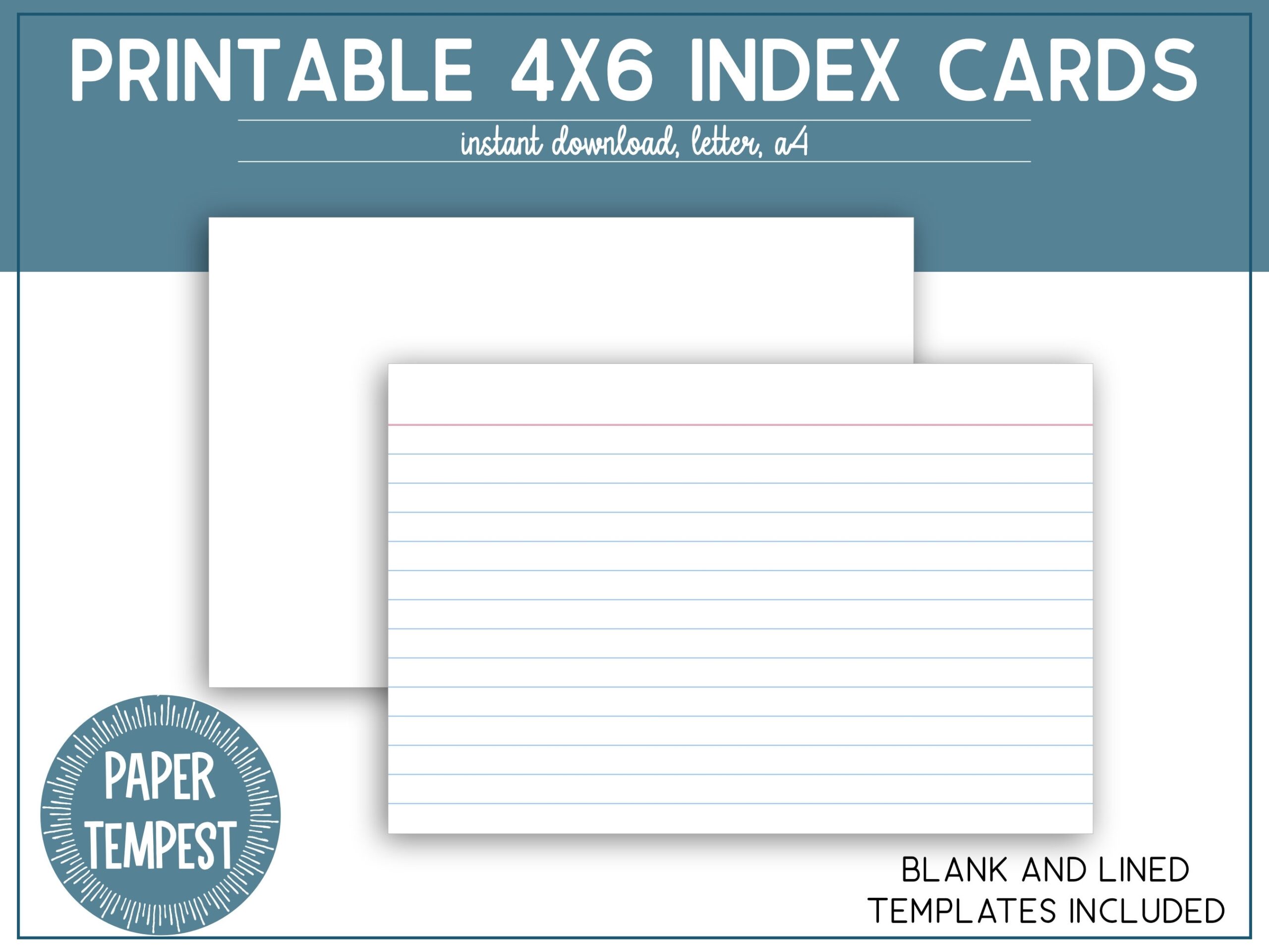 Printable 4x6 Index Cards Printable Lined Index Cards Unruled Blank 