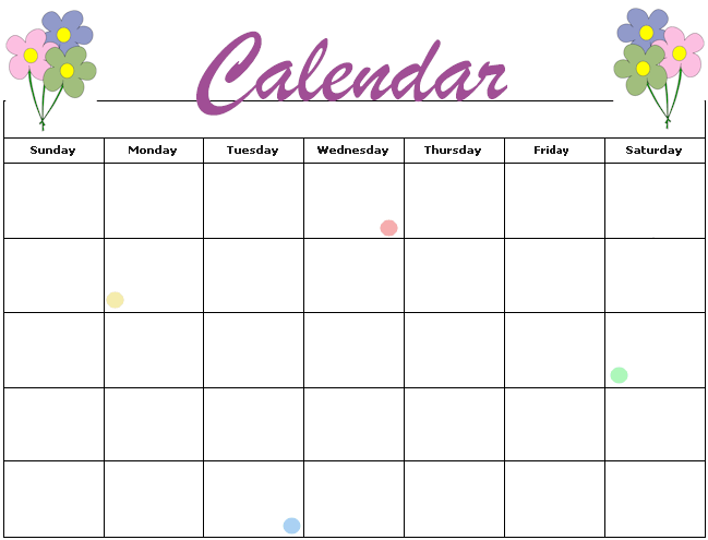 Printable Activity Calendar