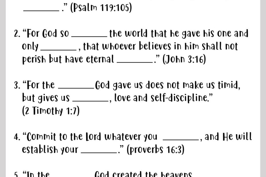Printable Bible Activity Sheets