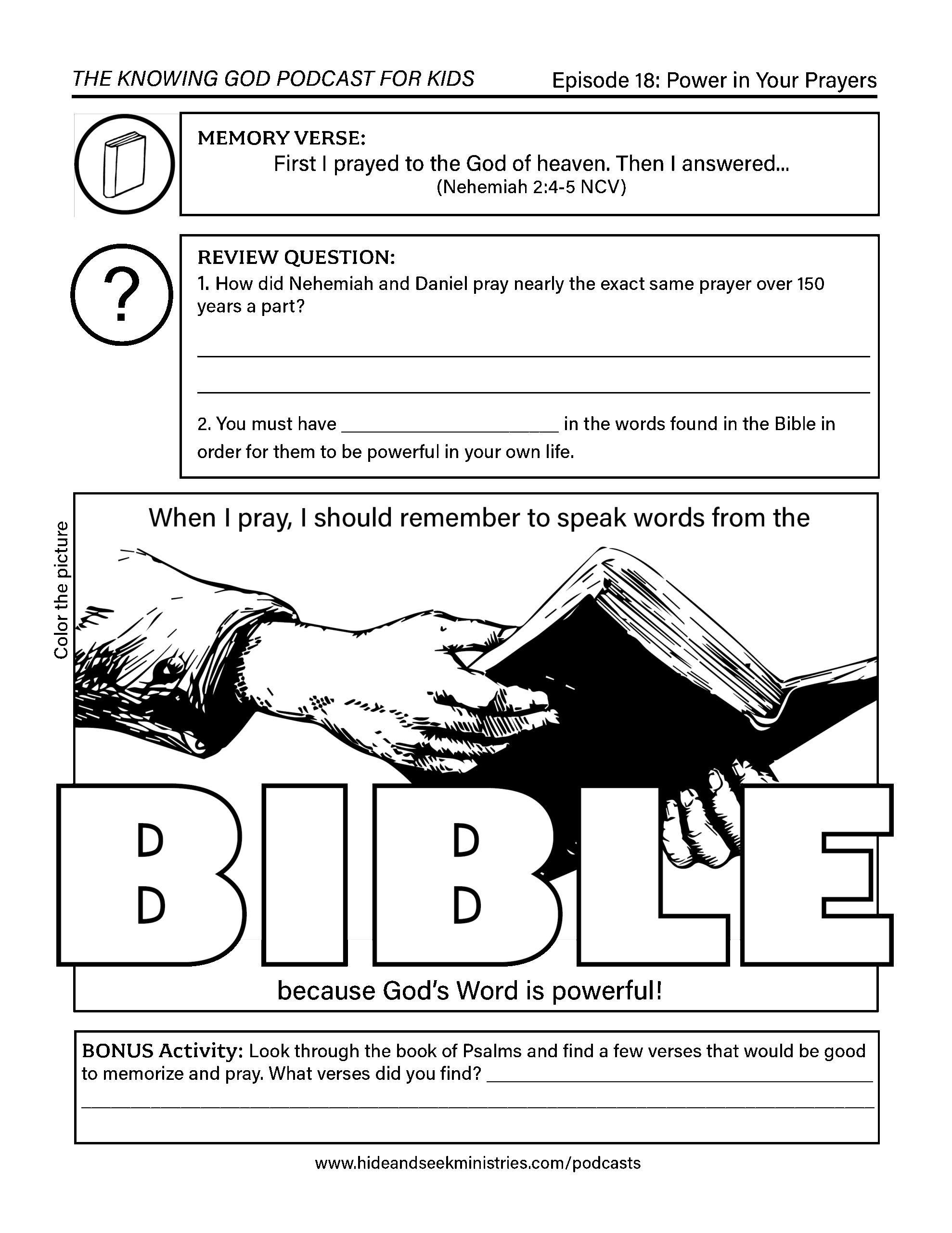 bible printable activity sheets