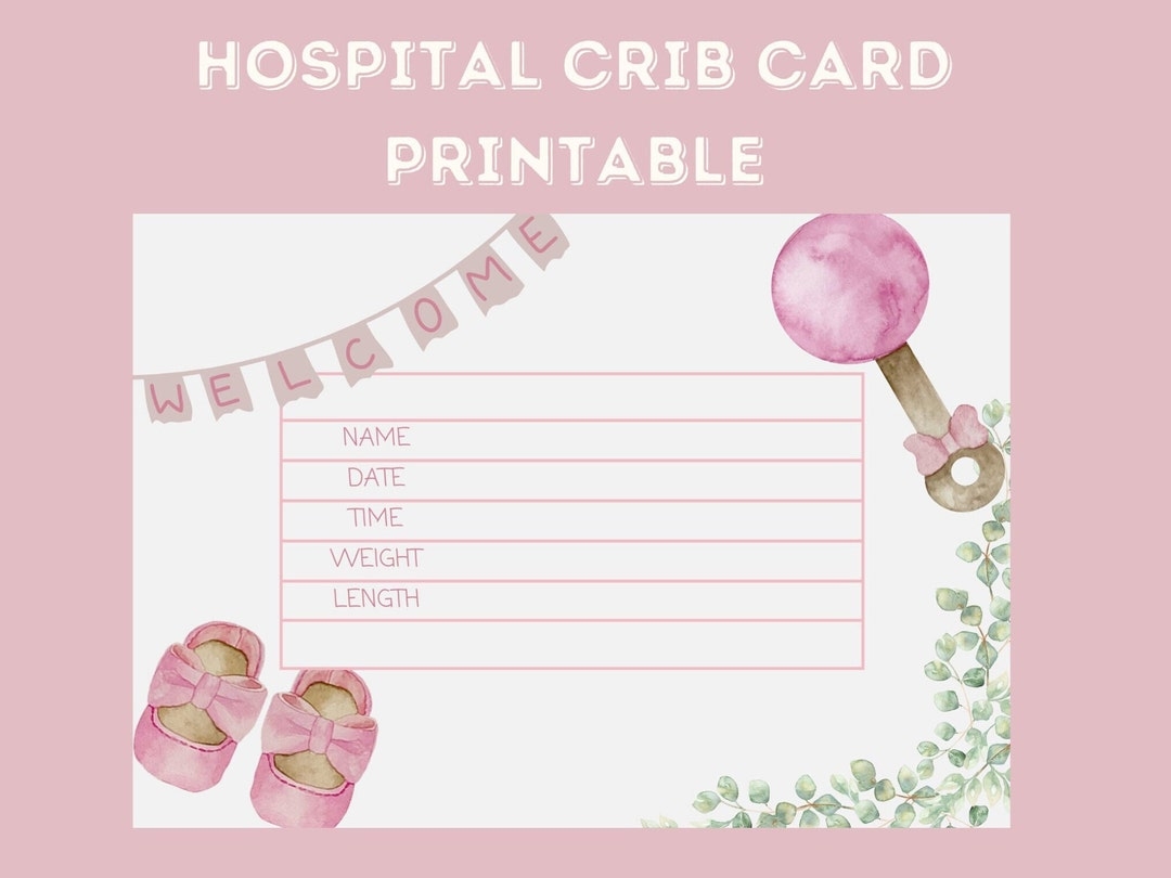 Printable Birth Stat Card Hospital Crib Card For Baby Baby Birth 