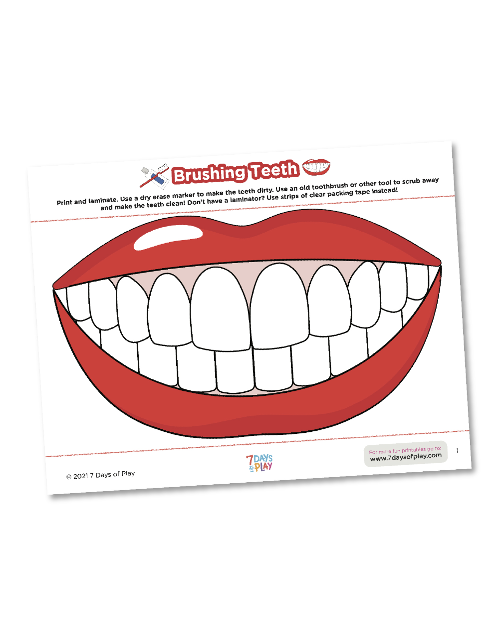 Printable Brush Teeth Visual