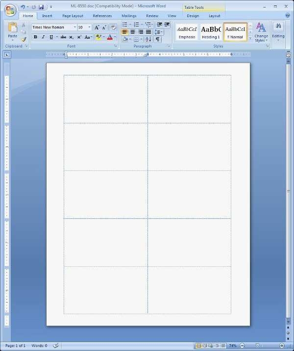business cards word template printable