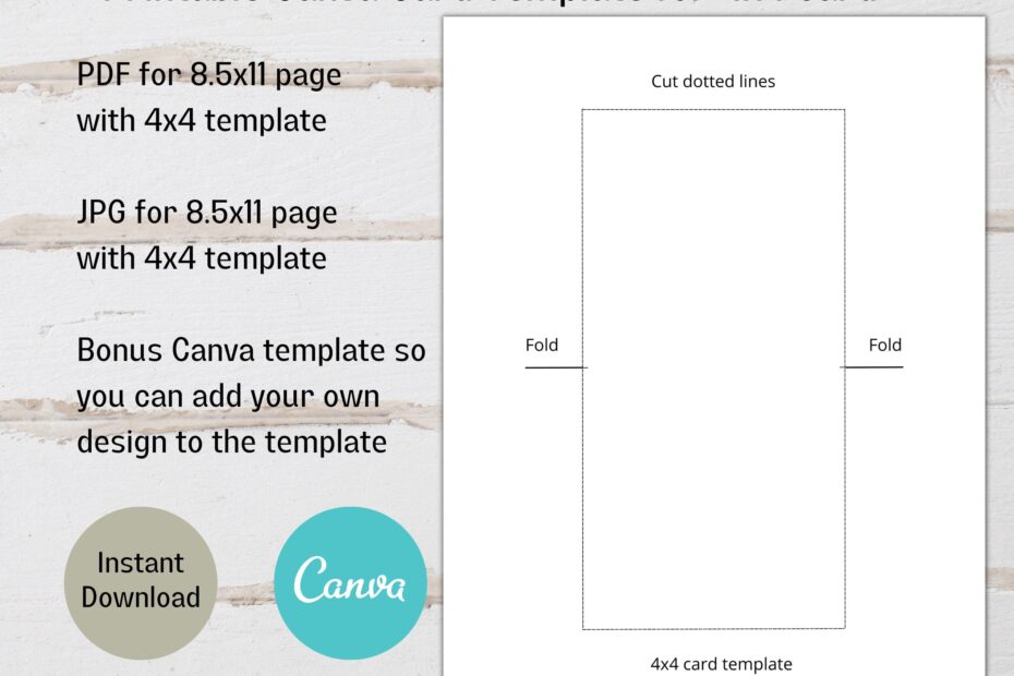 Printable Canva Template For 4x4 Cards 4x4 Fold Card Template DIY