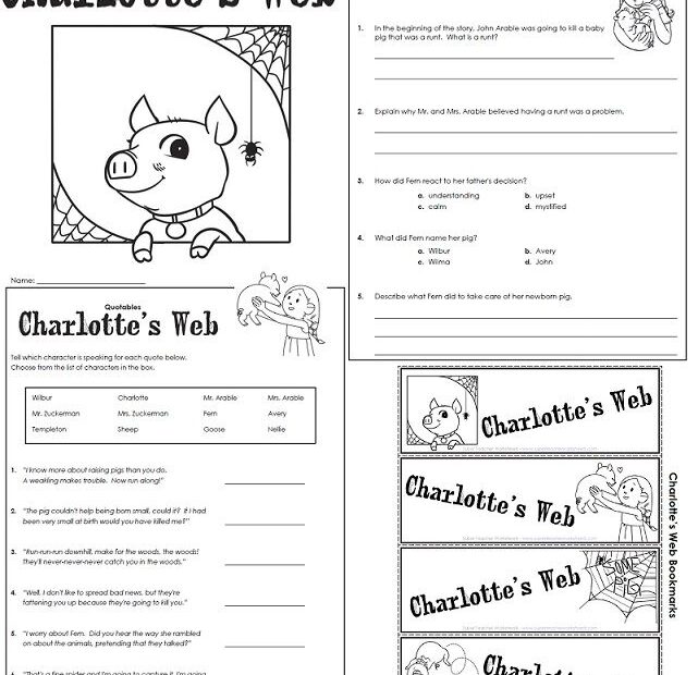 Printable Charlotte 39 s Web Worksheets Pdf