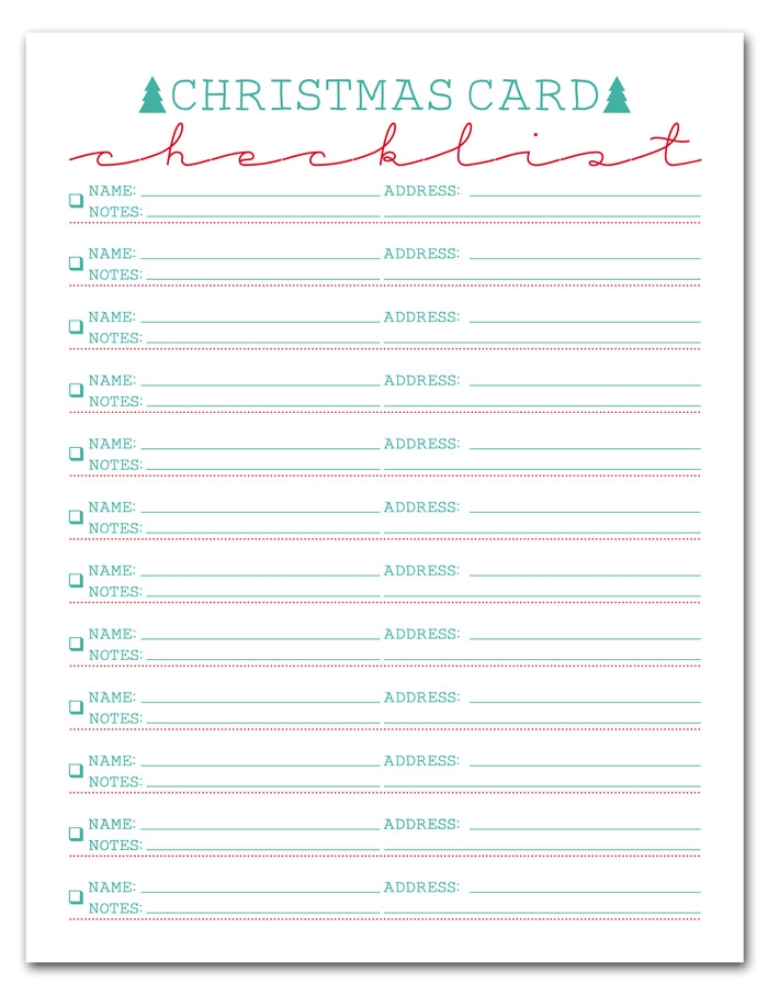 Printable Christmas Card List Templates