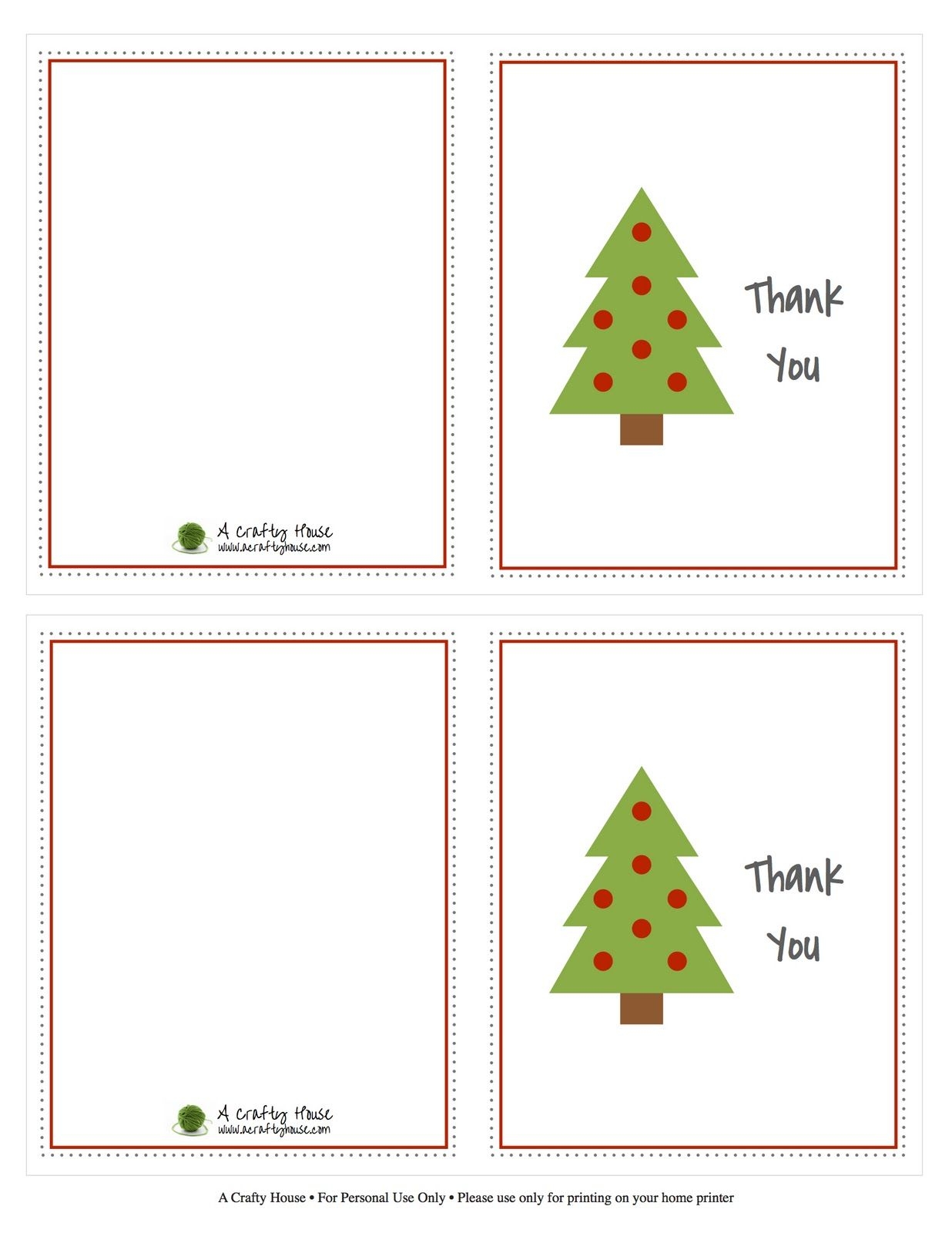 Printable Christmas Thank You Cards
