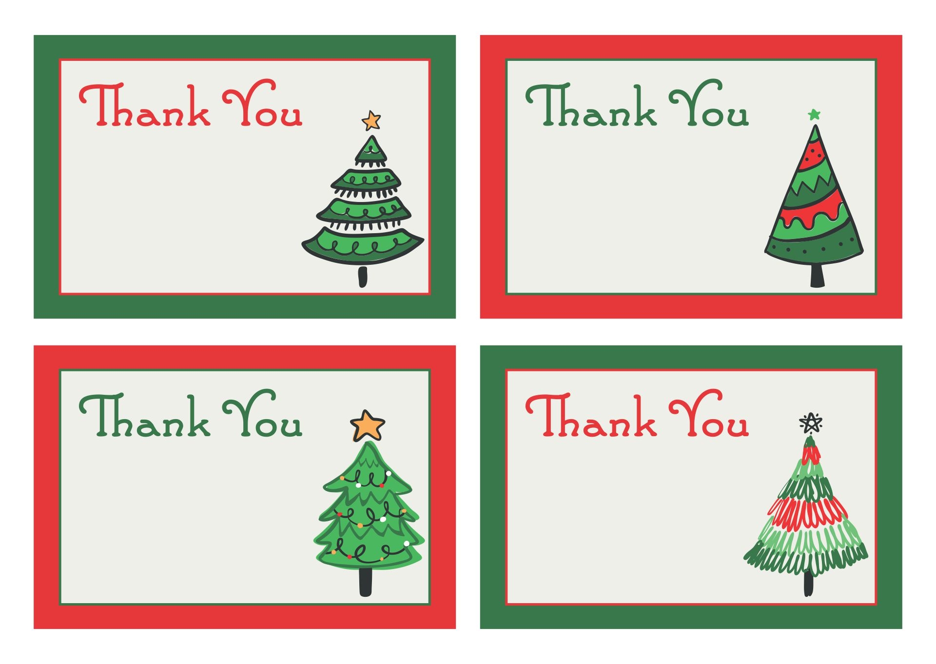 christmas thank you card template printable