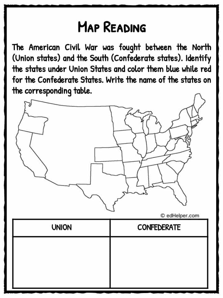 Printable Civil War Maps Worksheets