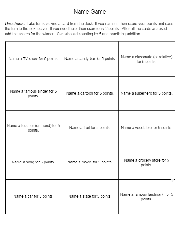 Printable Cognitive Activities For Adults