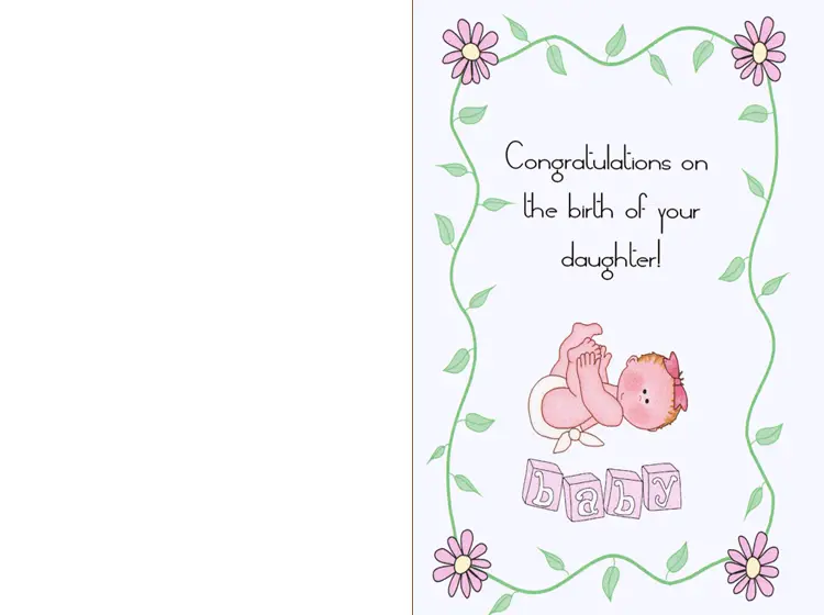 Printable Congratulations Baby Girl Card
