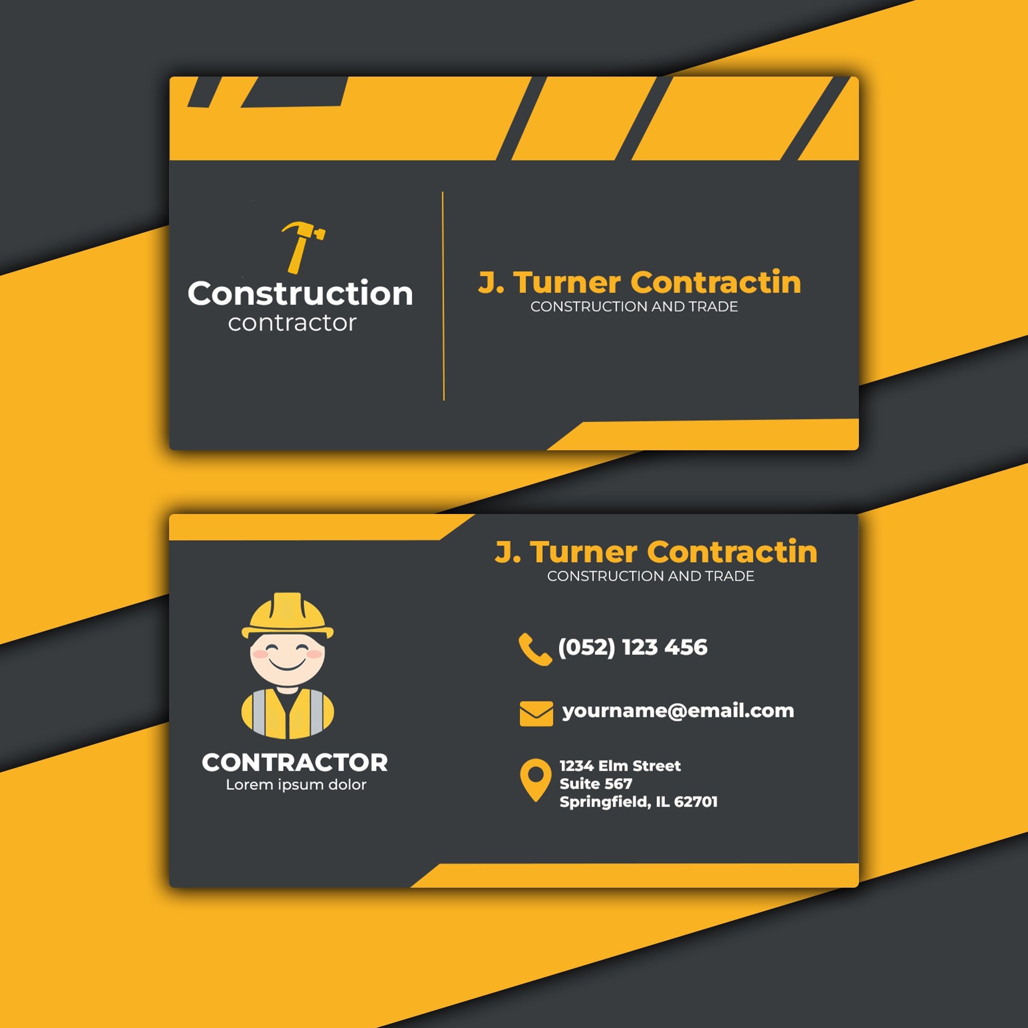 Printable Contractor Business Card Template Canva 