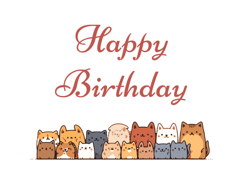 Printable Cute Cats Birthday Card Template For Kids InkPx