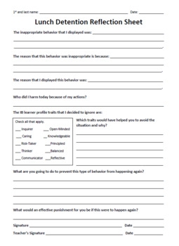 Printable Detention Worksheets Vrogue co