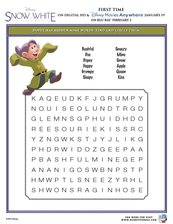 Printable Disney Activity Sheets